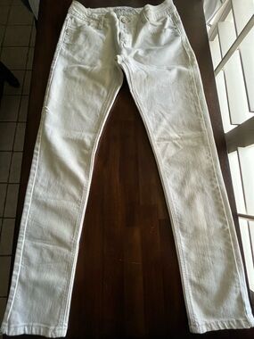 Liu Jo Women’s White Designer Jeans Slim Straight Embellished Back Pockets Italy
